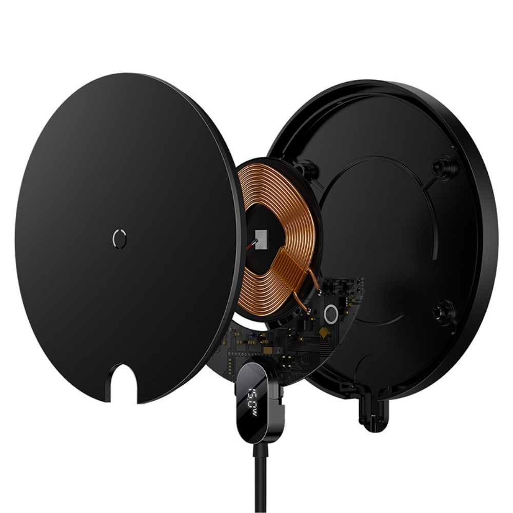 (15W) Qi Wireless Charger Induktionsladegerät mit LED Display - Schwarz