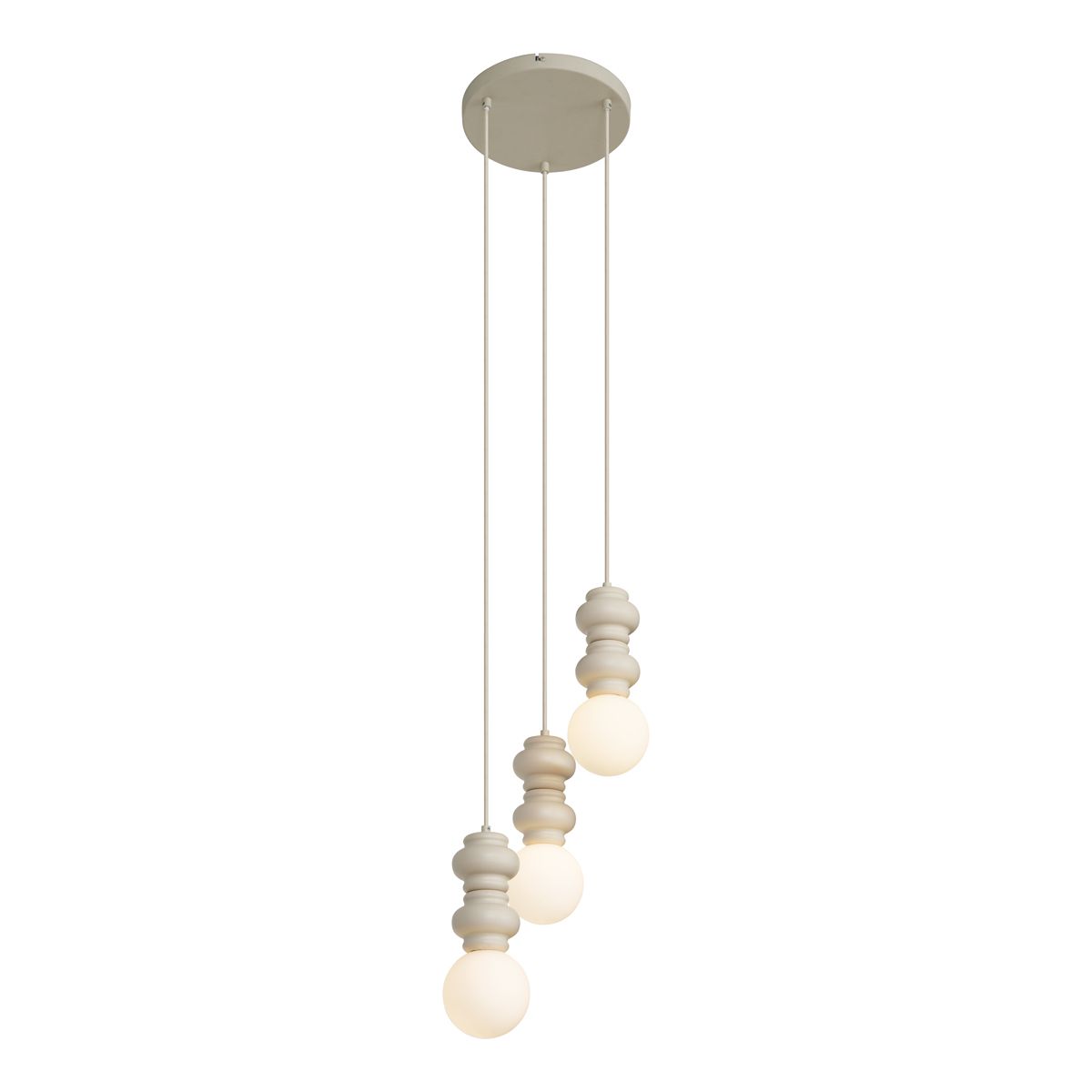 Retro hanglamp beige met mat glas 3-lichts - Fedde
