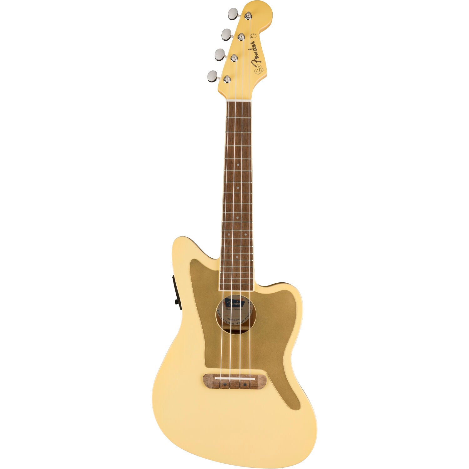 Fender FSR Fullerton Jazzmaster Uke Vintage White elektrisch-akoestische concert ukelele
