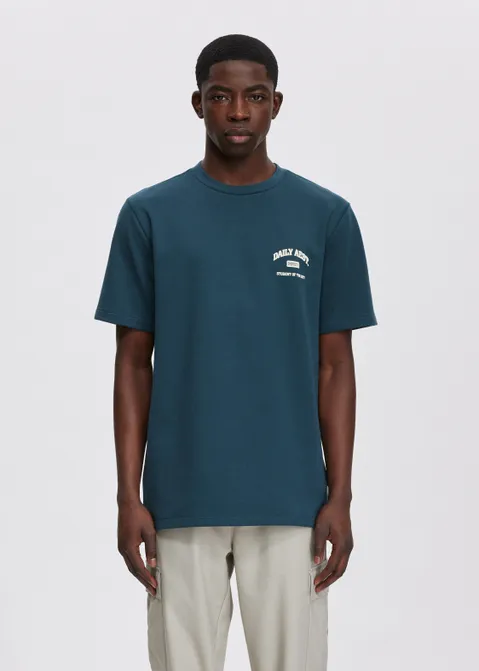 T-shirt met print student blauw (PETROL)