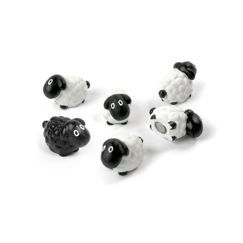 Trendform Magnete Sheep, 26 x 14 mm, schwarz/weiss, 6 Stück