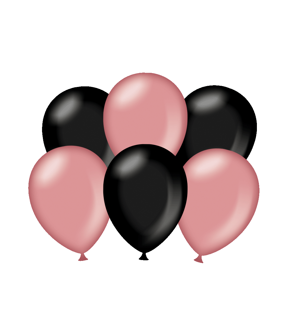 Ballonnen Zwart/Roze Metallic 30cm 6st