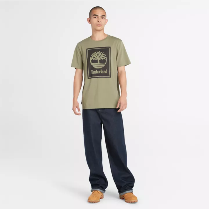 T-shirt à logo bloc pour homme en vert