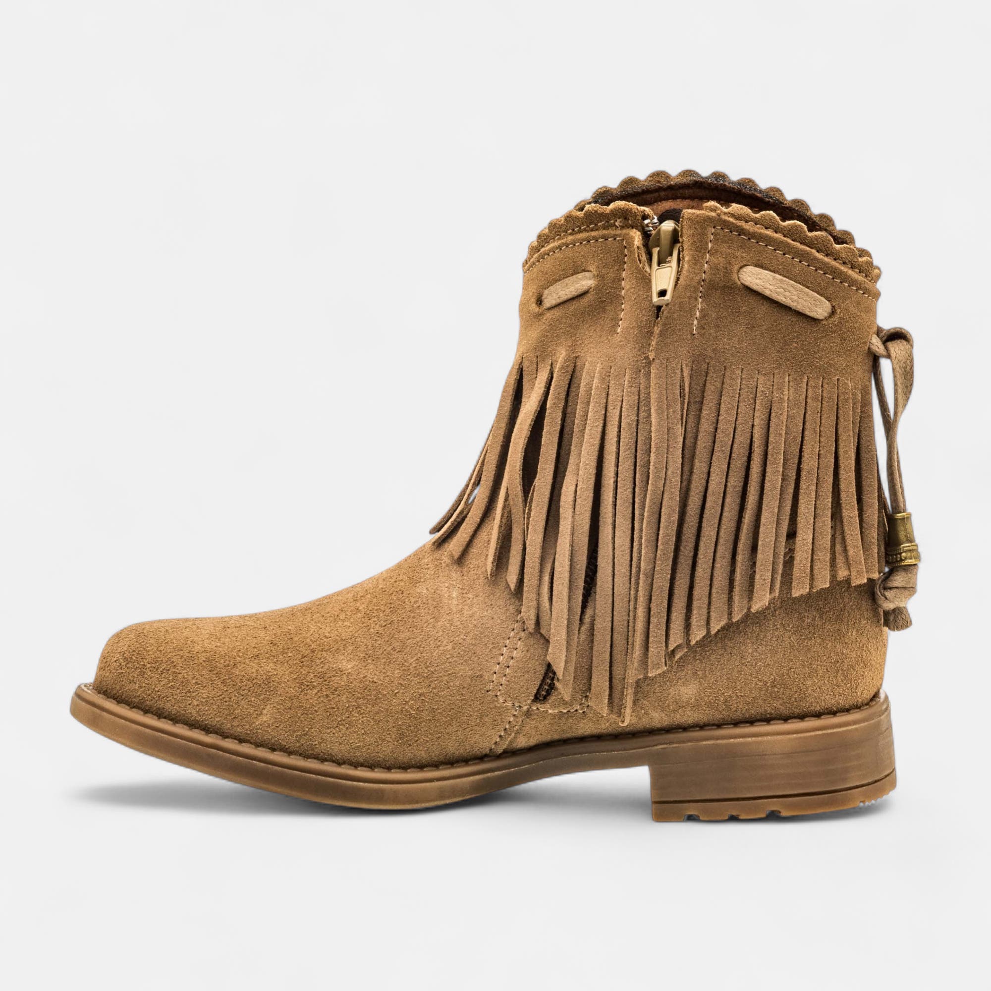 Bottines Fille en cuir beige