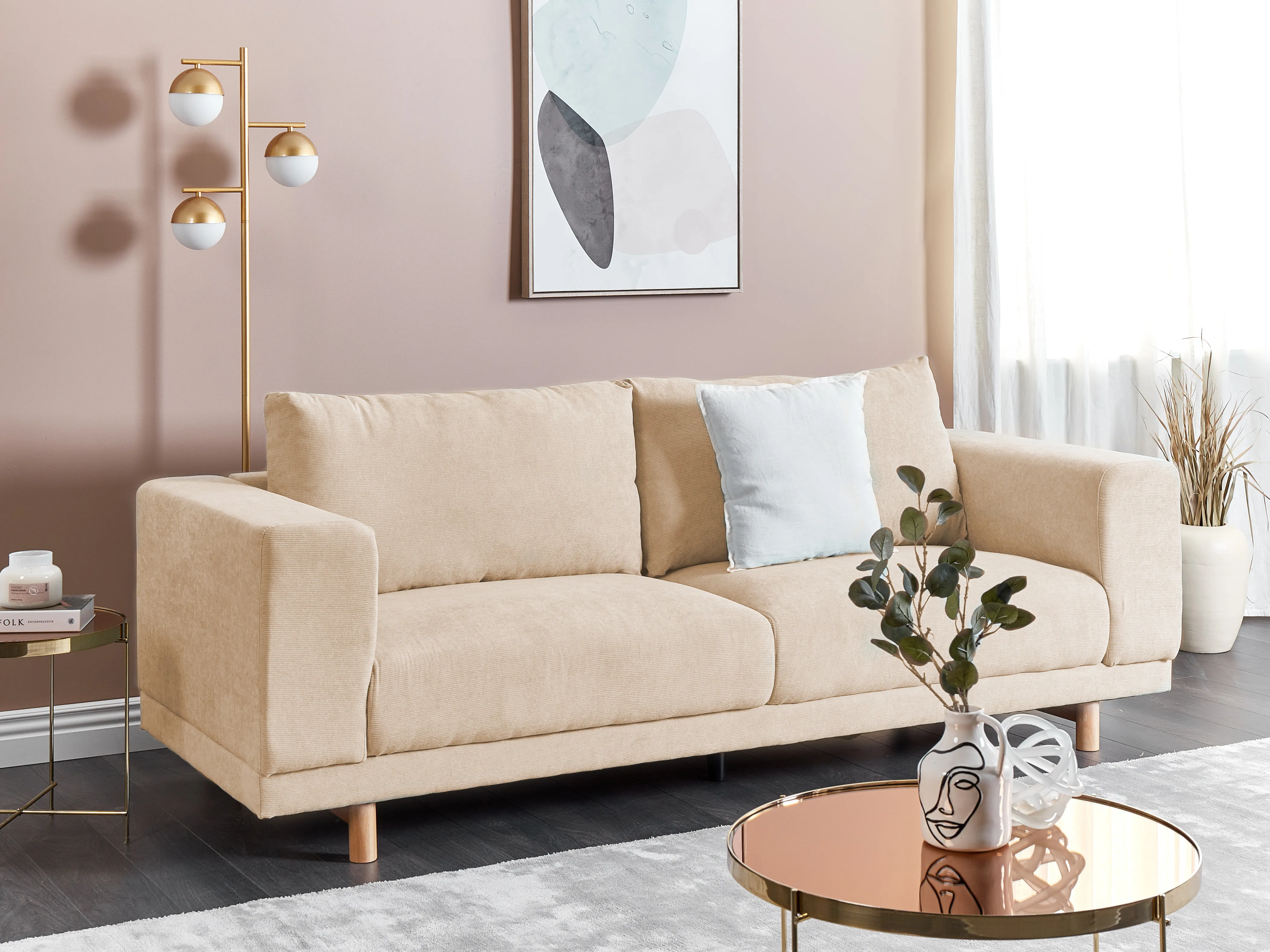 Bank 3-zits NIVALA Corduroy Beige