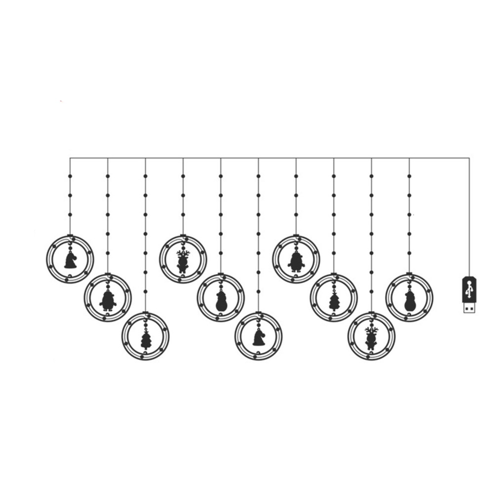 (3m) 110 LED's Weihnachts Deko USB Lichterkette 3D Figuren Vorhang Beleuchtung - Warmweiss