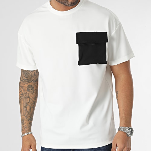 Tee Shirt Oversize Large A Poche Blanc