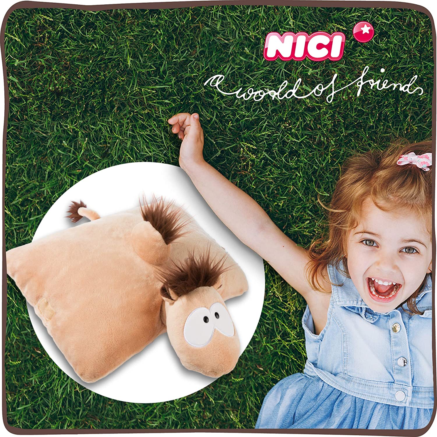NICI - Plüsch-Tierkissen - Kemal das Kamel (40x30cm) Kopfkissen Kuscheltier Stofftier Schmusekissen