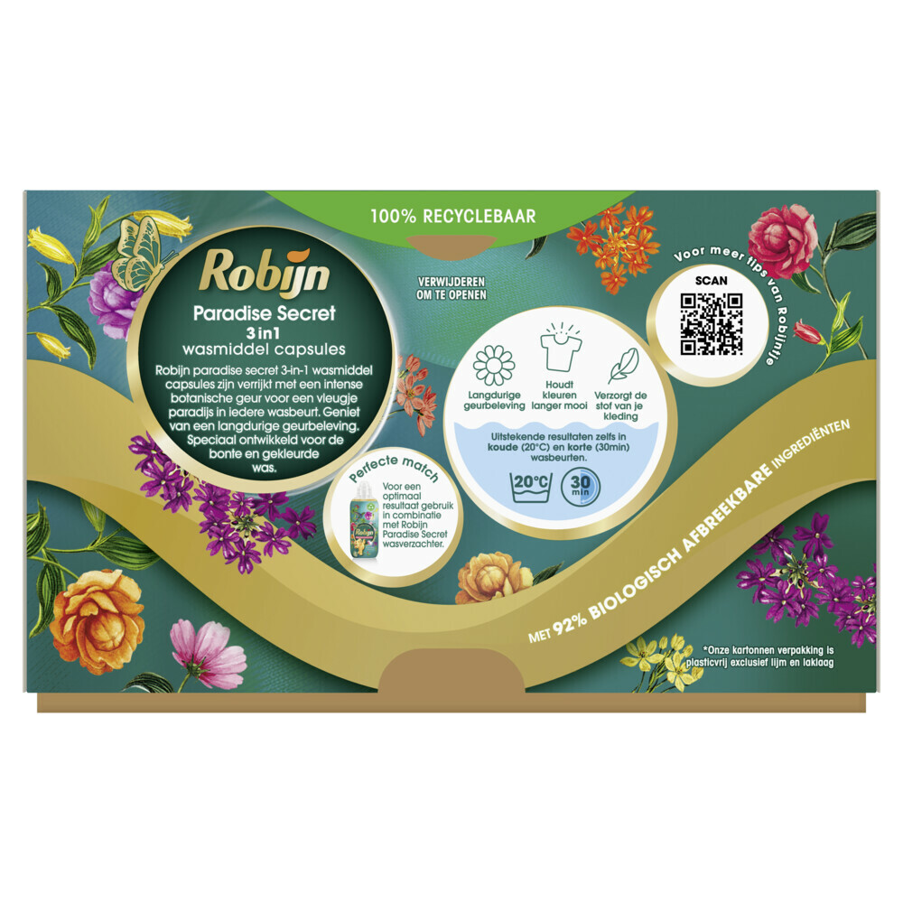 4x Robijn 3-in-1 Wascapsules Paradise Secret15 stuks