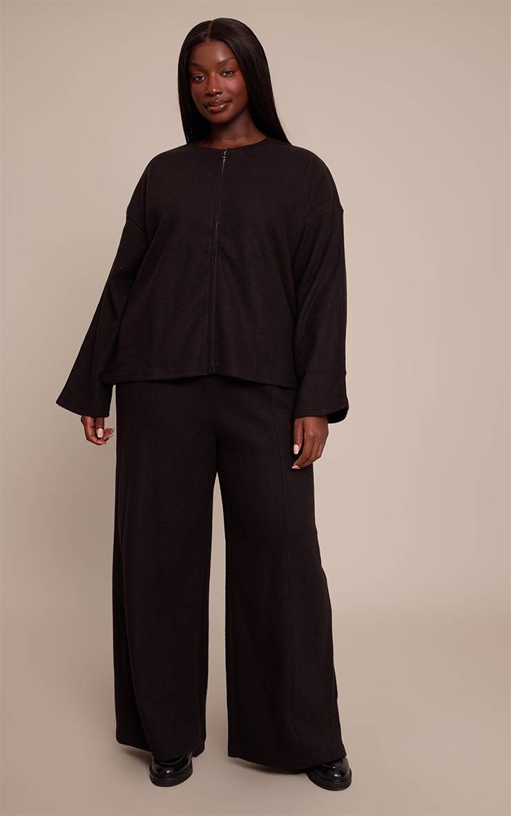 Noir Jogging Large À Pinces Toucher Doux Grande Taille