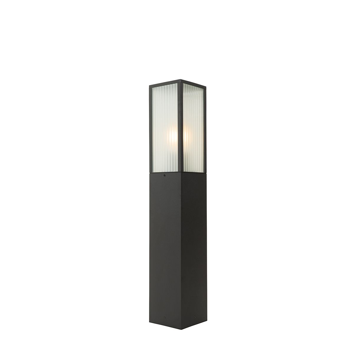 Staande buitenlamp zwart met ribbel glas 80 cm IP44 - Charlois