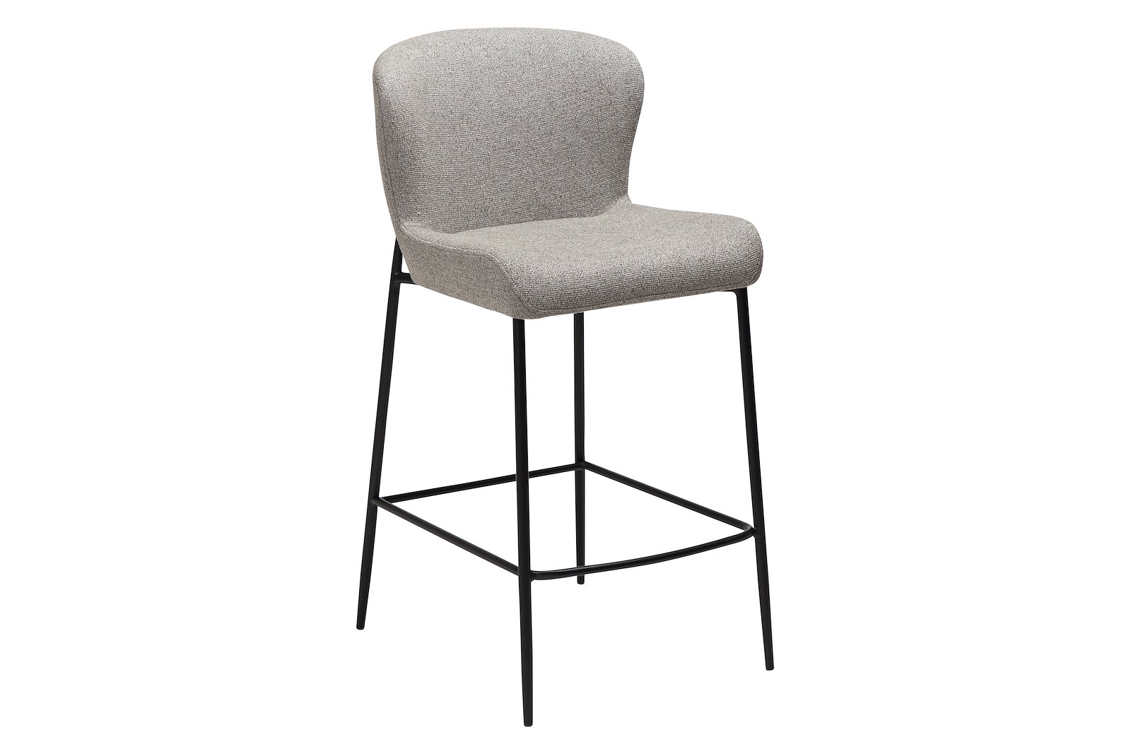 Glam counterstol Til kjøkkenøy eller lave barbord. Tekstil Bouclé Pebble Earth med sorte ben