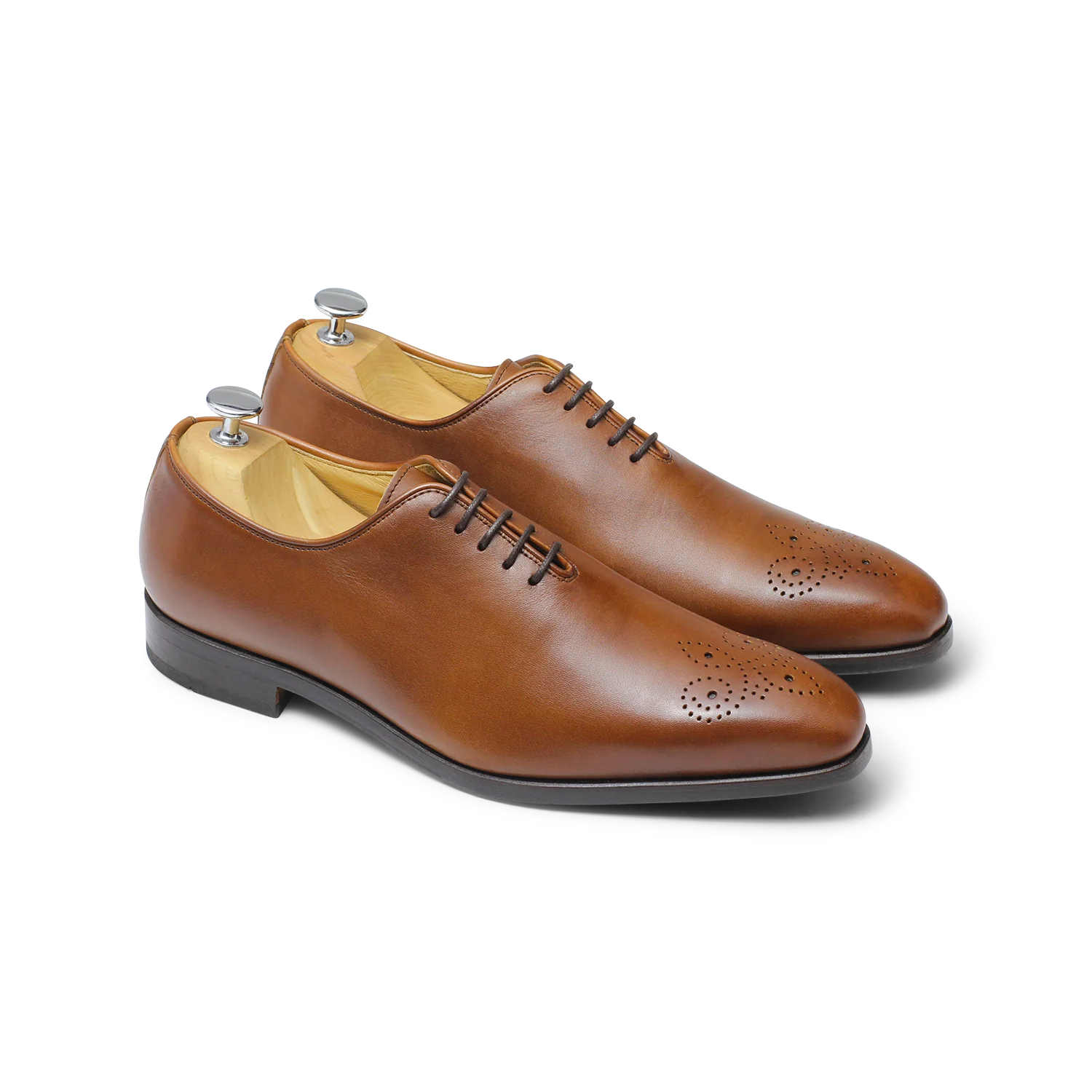 Ritcher-Richelieu à bout droit fleuri en cuir satin light