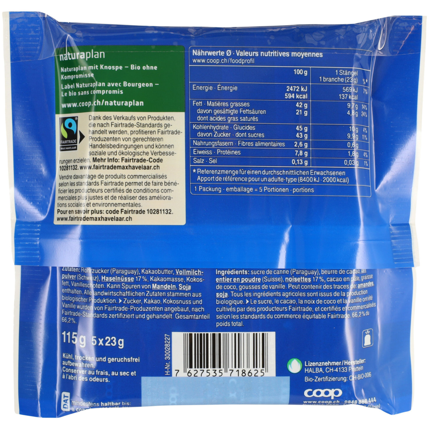 Naturaplan Bio Branche Milch 5x23g