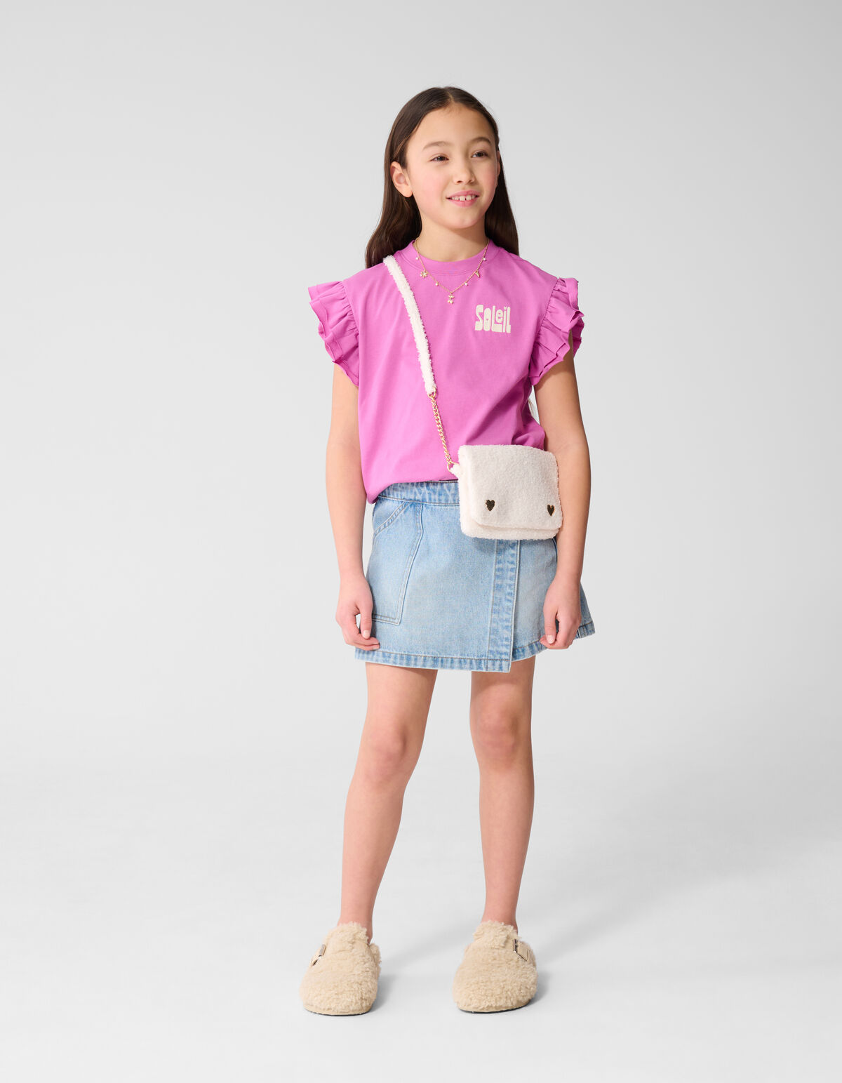 Ruffle Soleil Artwork T-shirt Roze