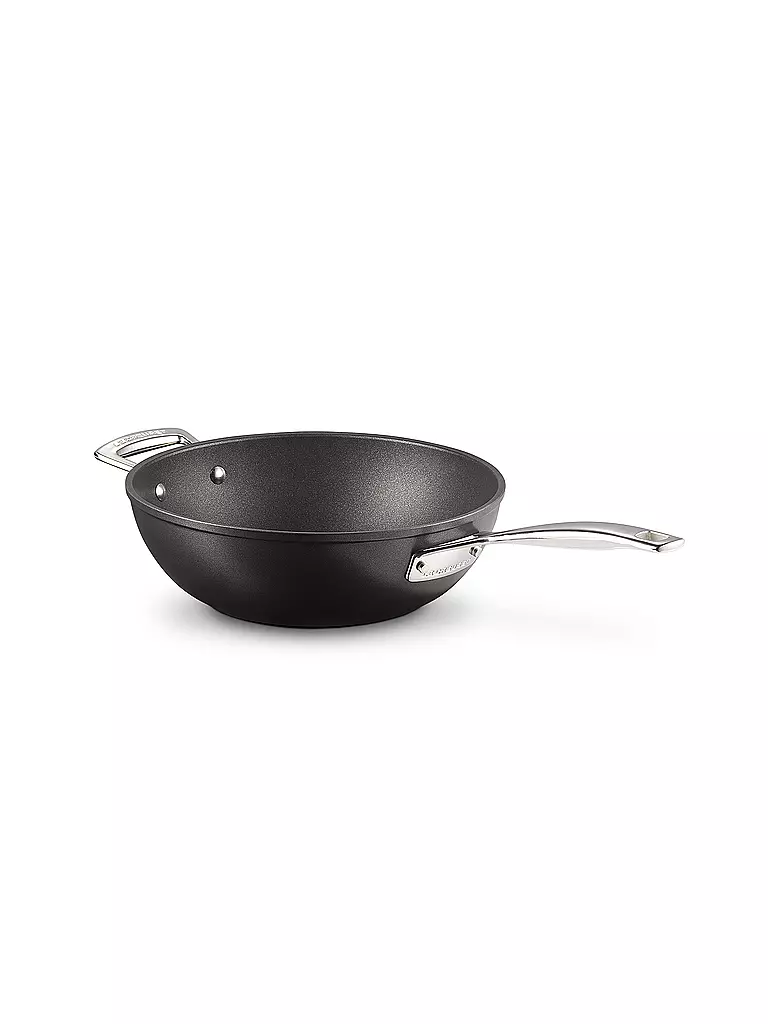 LE CREUSET Aluminium-Antihaft Wok-Pfanne mit Gegengriff 26cm Schwarz schwarz