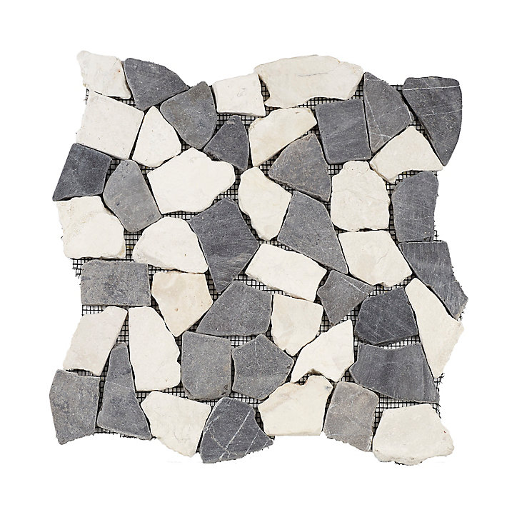Mosaïque marbre Mosa gris L. 30 x l. 30 cm Mat Inter