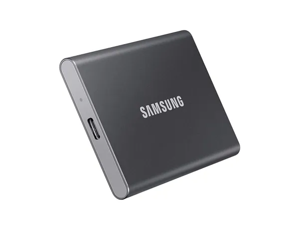 Samsung T7 MU-PC2T0T - SSD - krypteret - 2 TB - ekstern (bærbar) - USB 3.2 Gen 2 (USB-C stikforbindelse) - 256-bit AES - titan grå