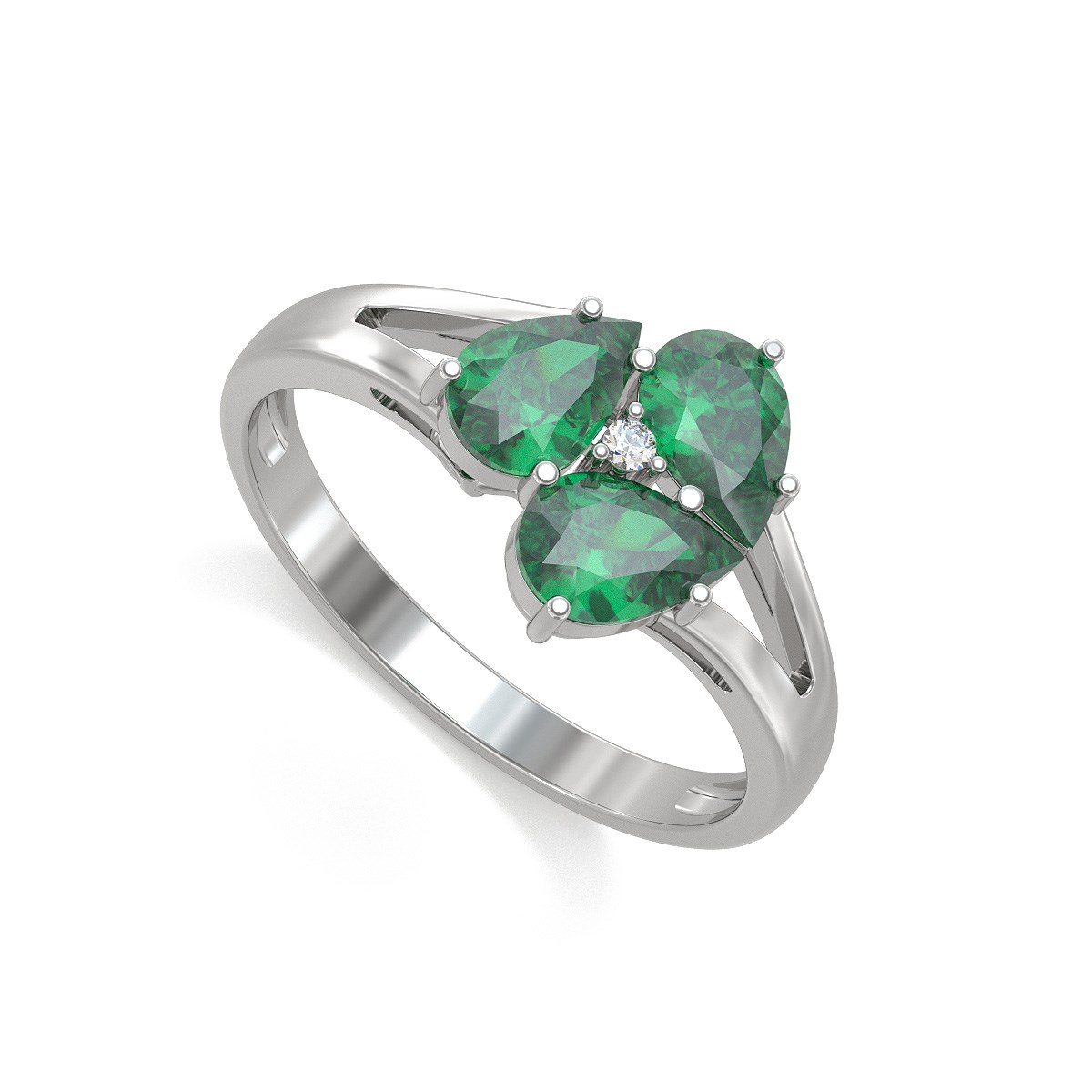 Bague ADEN Emeraude et diamants sur Argent 925 2.5grs