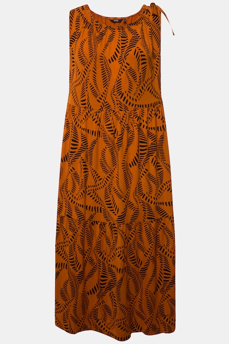 Jerseykleid, geraffter Ausschnitt, Rundhals, ärmellos