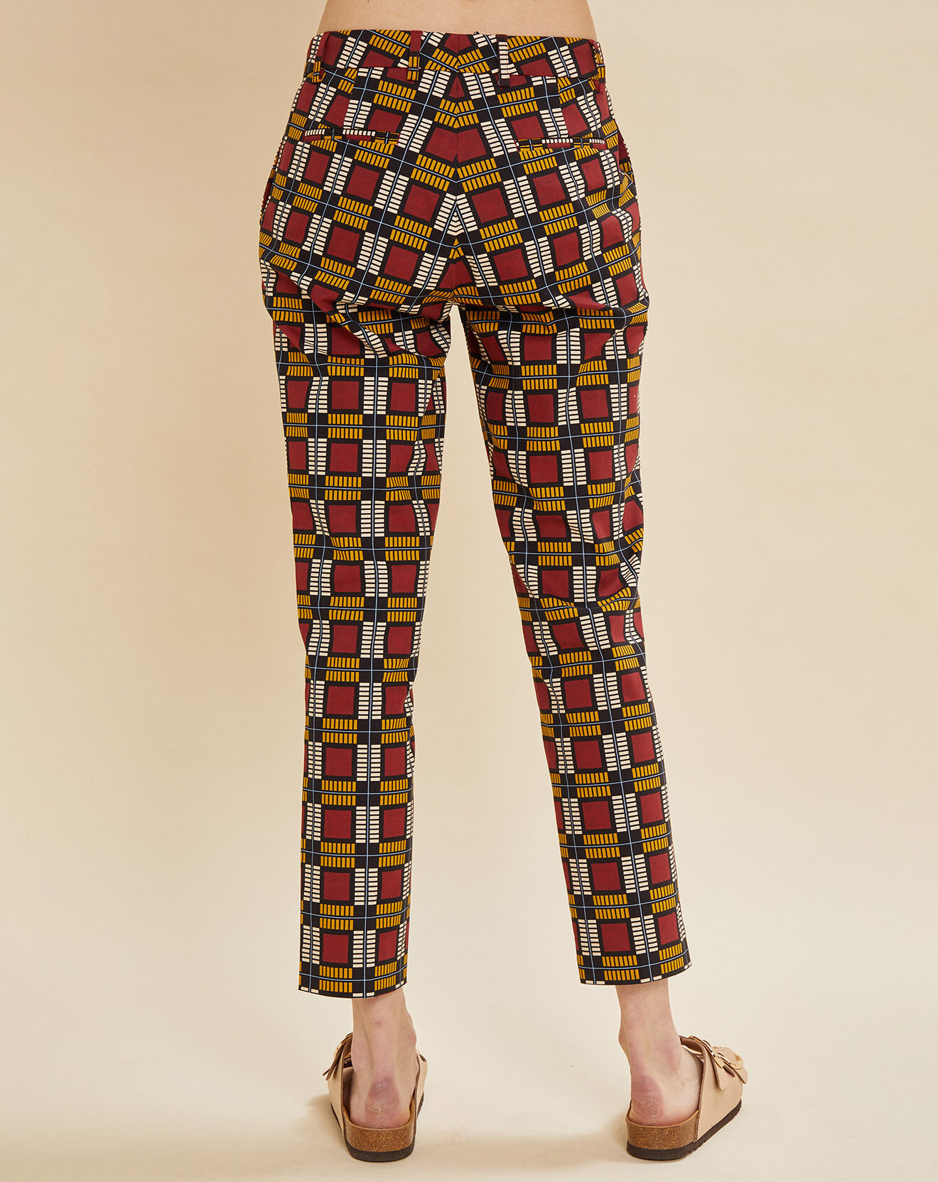 Chloé Stora Pantalon Priscille imprimé bordeaux/jaune/noir