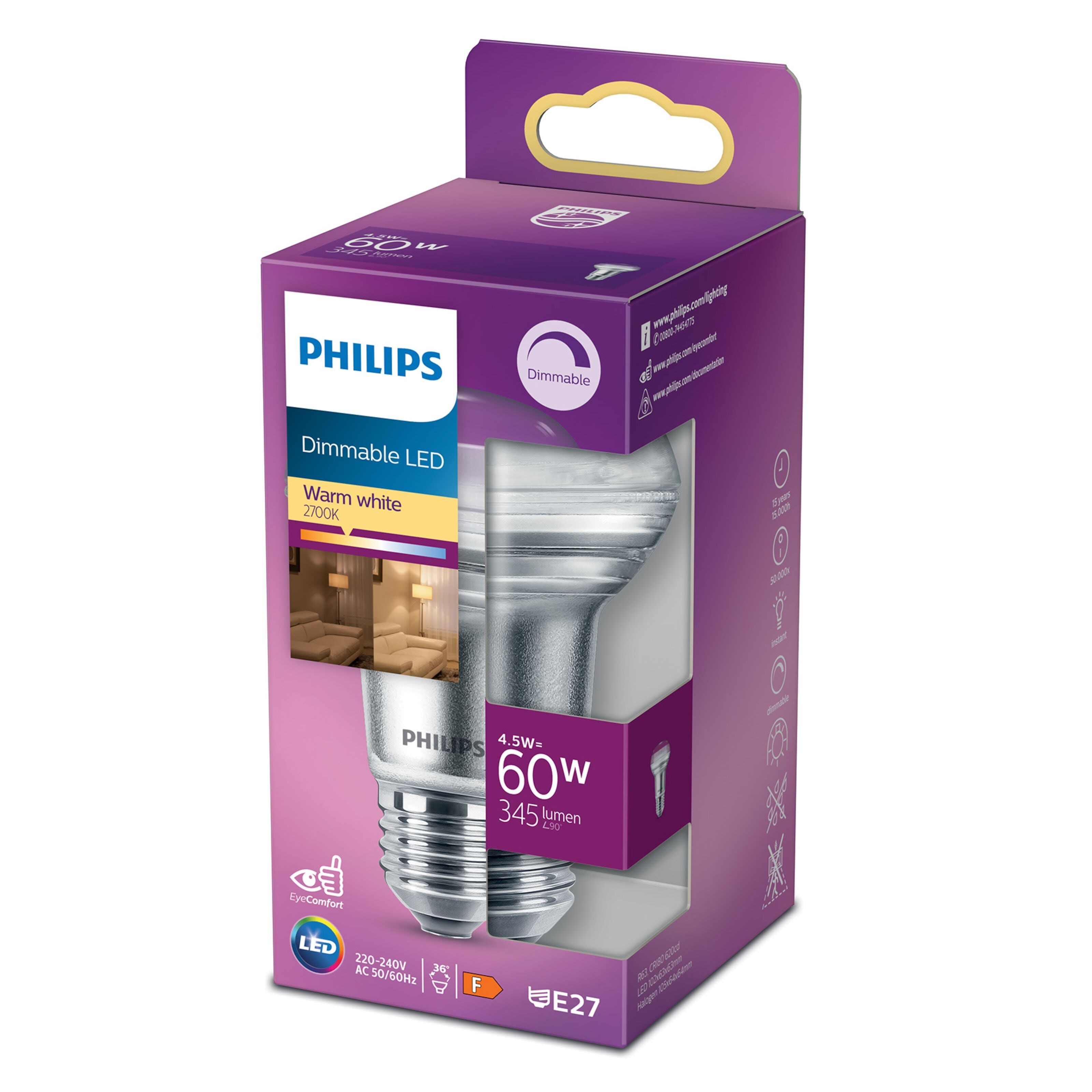 Philips LED-pære Reflektor E27 345 lm