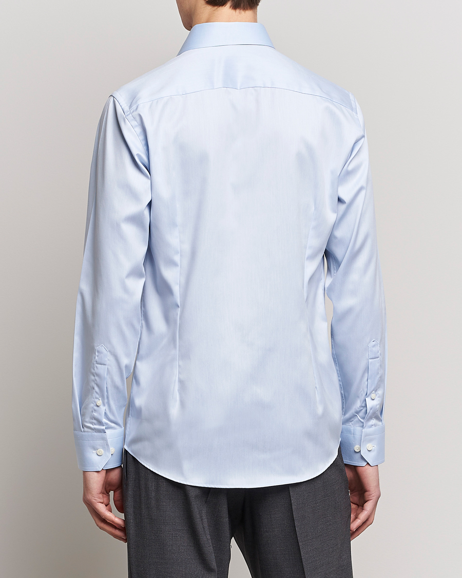 Eton Slim Fit Twill Cut Away Shirt Light Blue