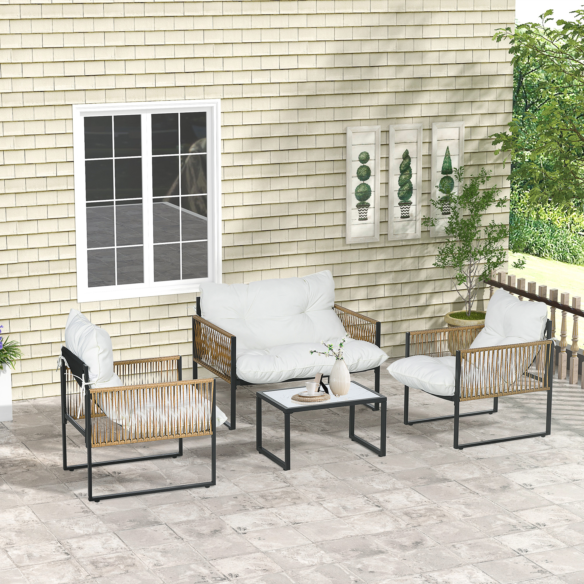 Móveis de jardim Outsunny na cor creme