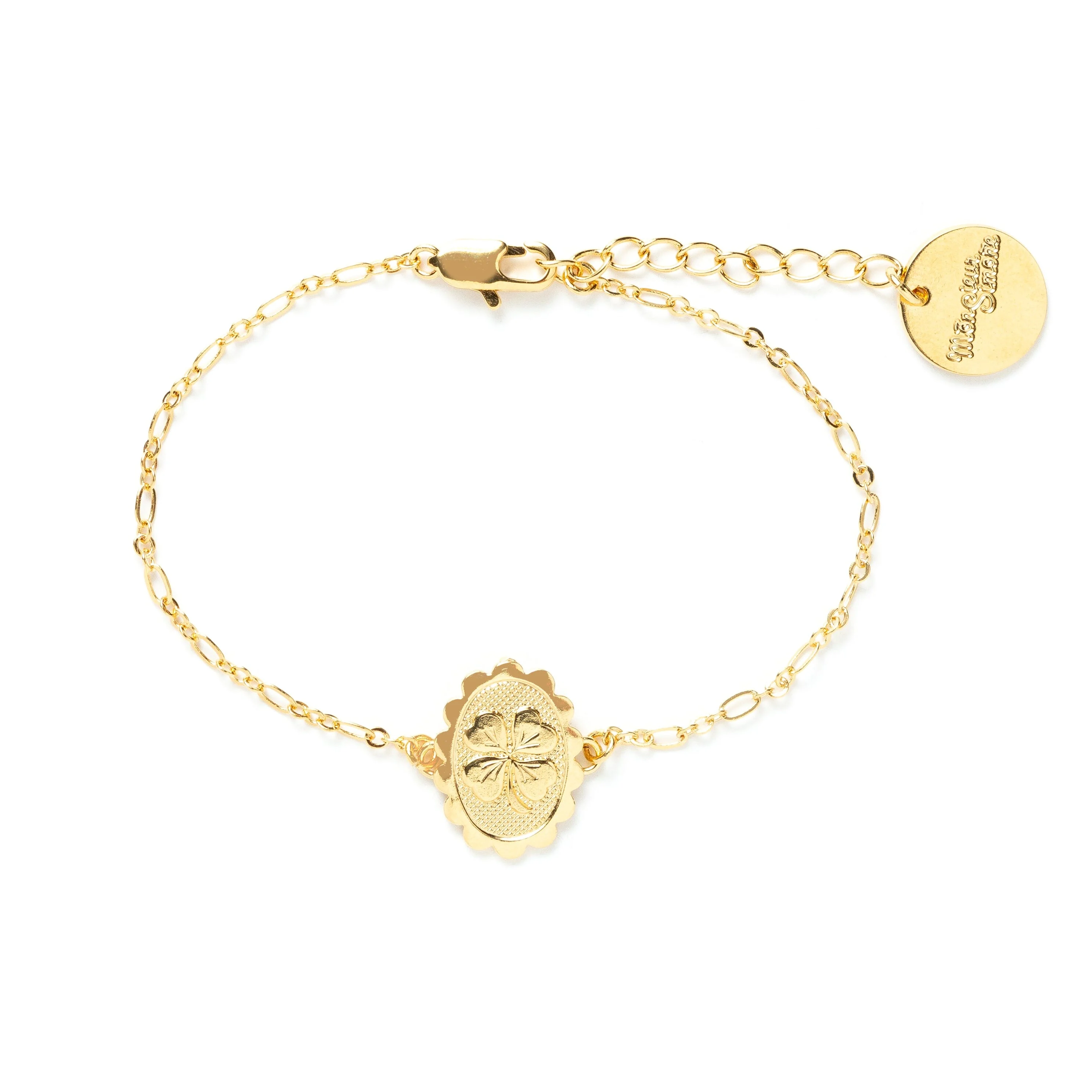 THÉMIS - Bracelet trèfle plaqué argent | Doré