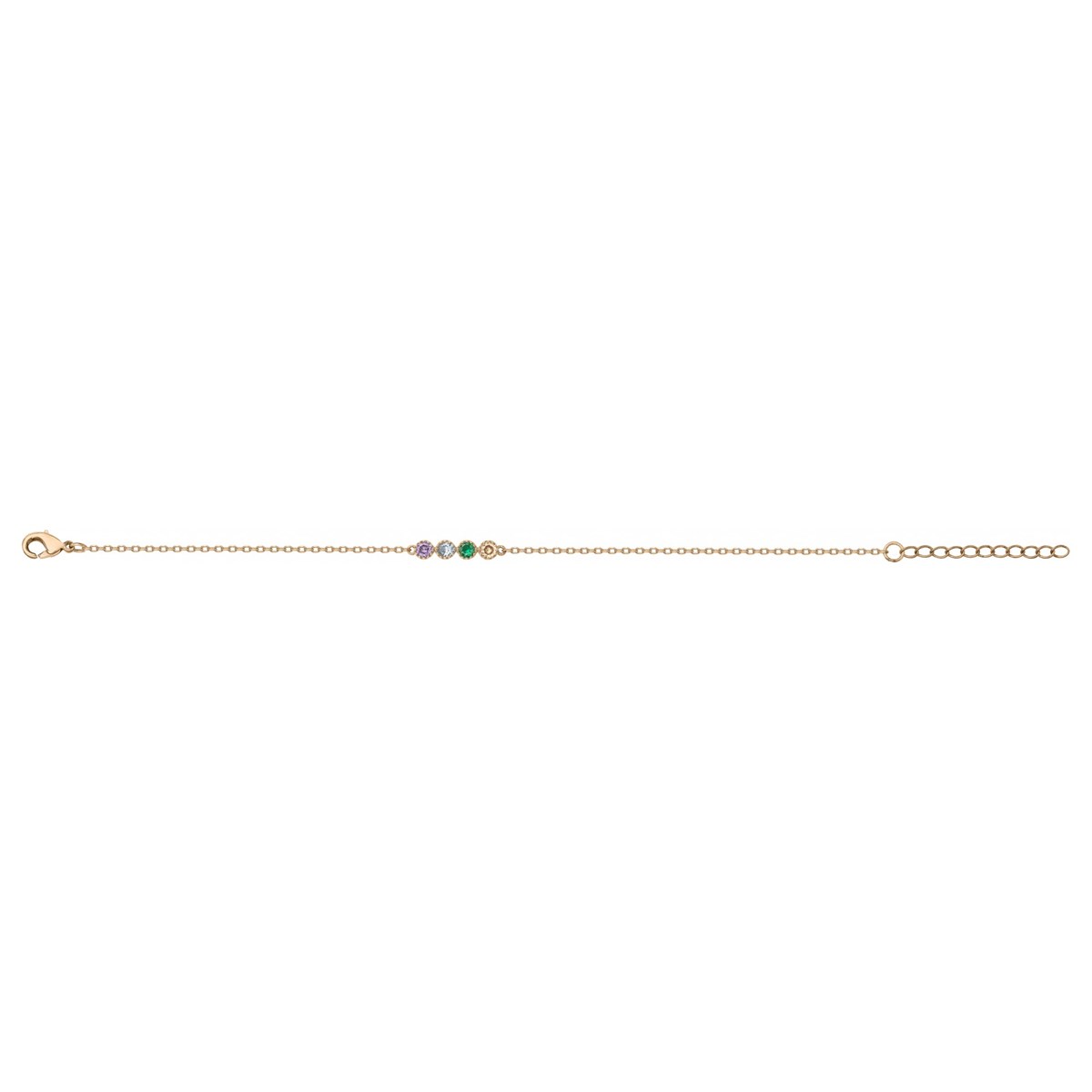 Bracelet souple mono-motif en Plaqué Or avec oxyde de zirconium multicolore