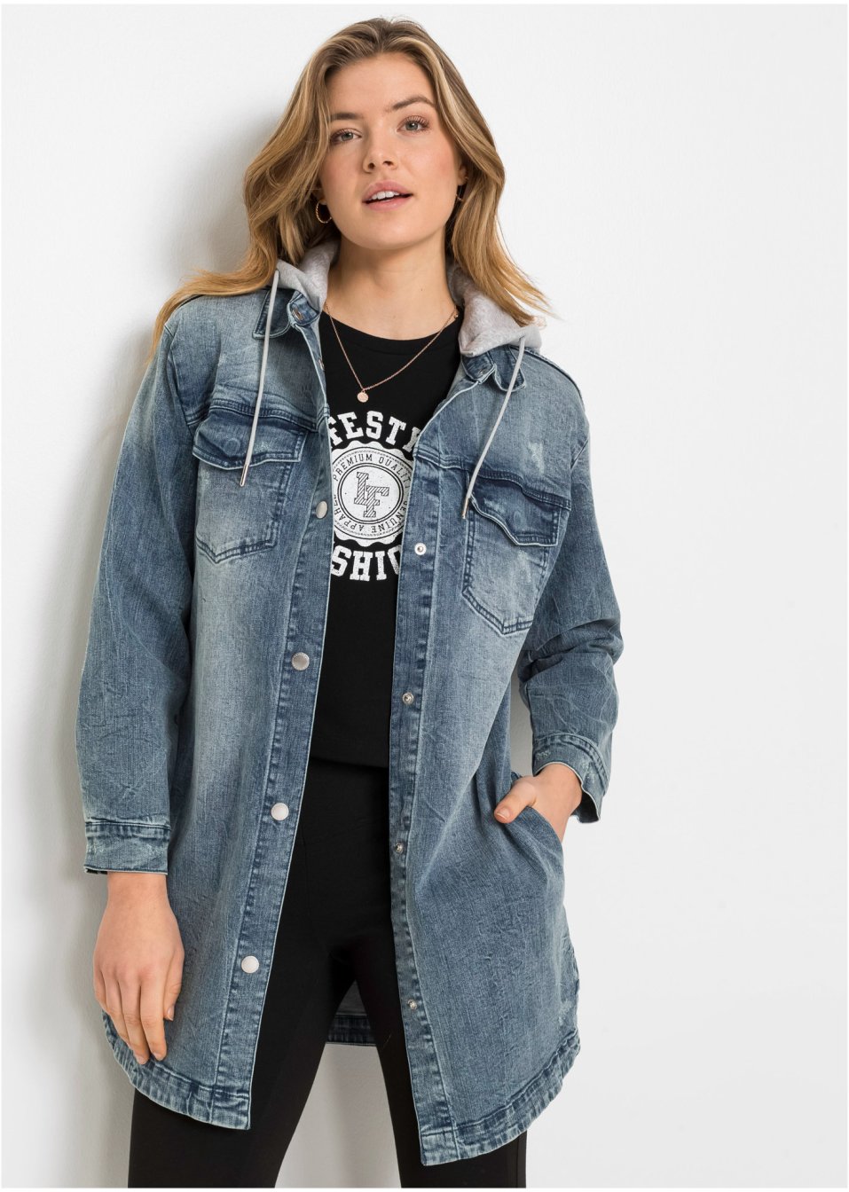 Veste en jean à capuche