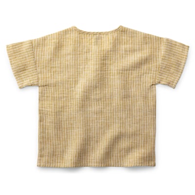 Kinder-T-Shirt Leinen gestreift, Hellgelb