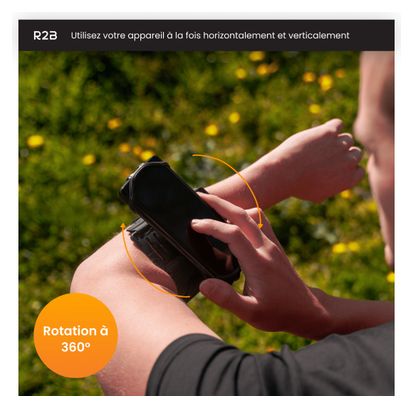 Brassard Téléphone R2B de course avec rotation à 360 degrés - jusqu'à 6 5 pouces Noir