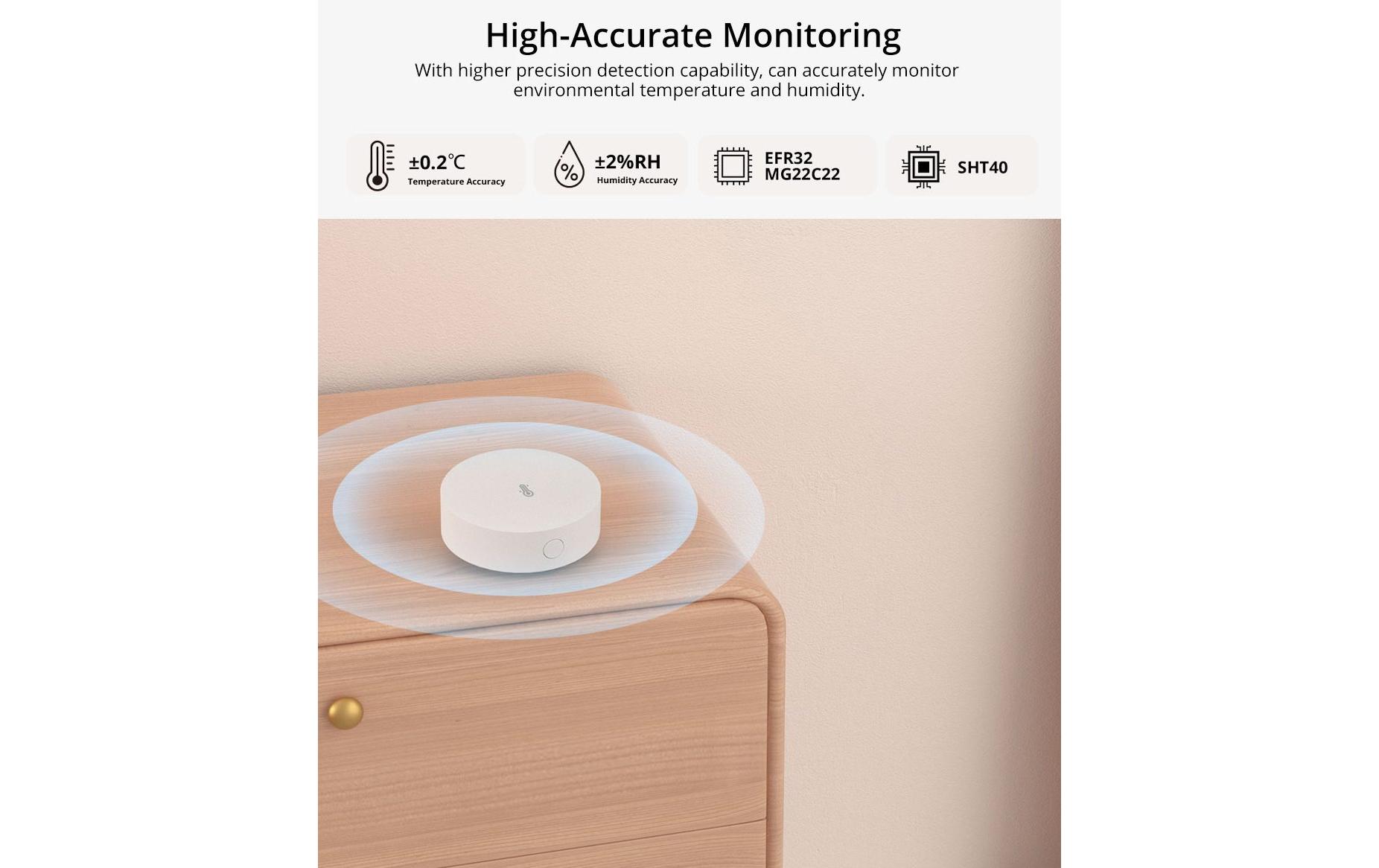 Zigbee Temperatur- und Feuchtigkeitssensor SNZB-02P DC 3 VSensor zur Erfassung von Temperatur und Luftfeuchtigkeit, Übermittlung des Raumklimas via App