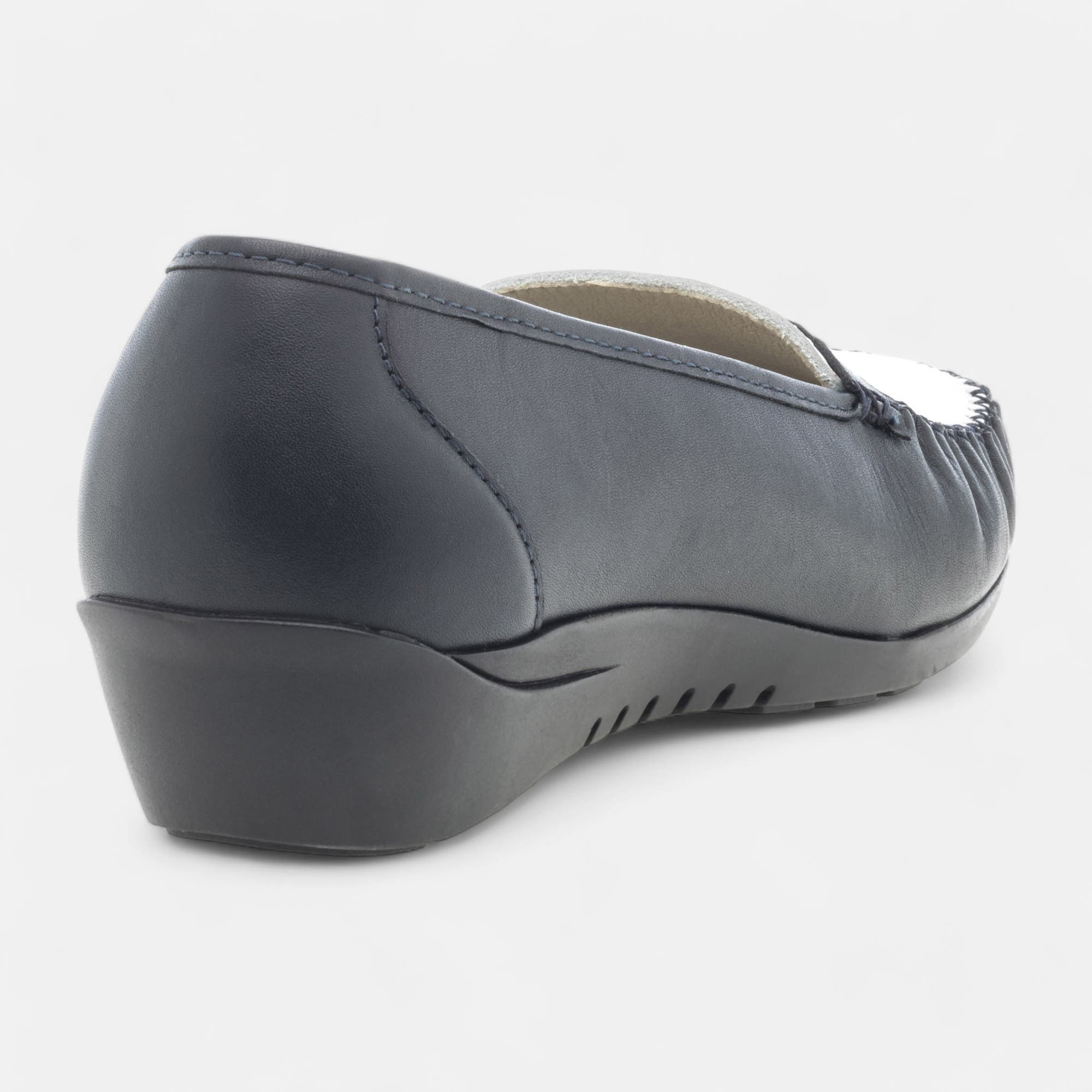 Mocassins pieds sensibles Femme en cuir bleu marine
