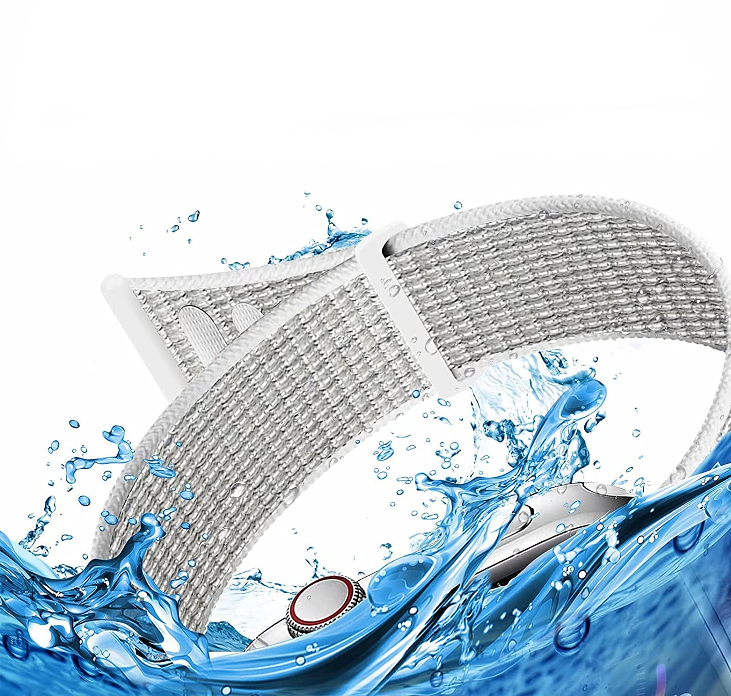 Apple Watch (42/41/40/38 mm) Nylon Ersatz Armband mit Klettverschluss (Gelenkumfang: 170-215mm) - Silber / Weiss