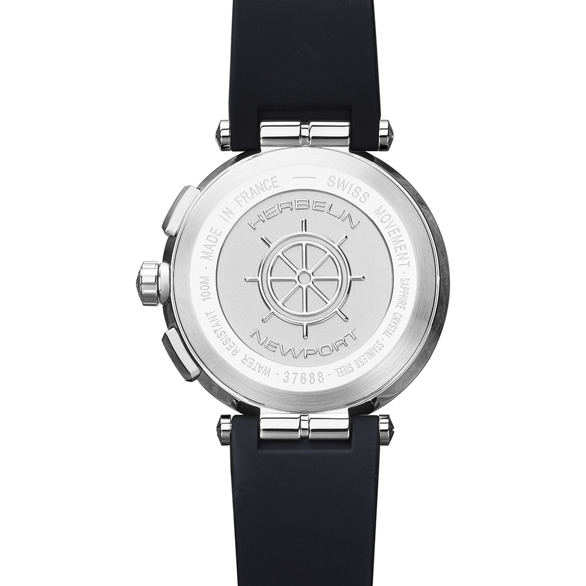 Montre HERBELIN Newport Chrono acier bracelet caoutchouc noir