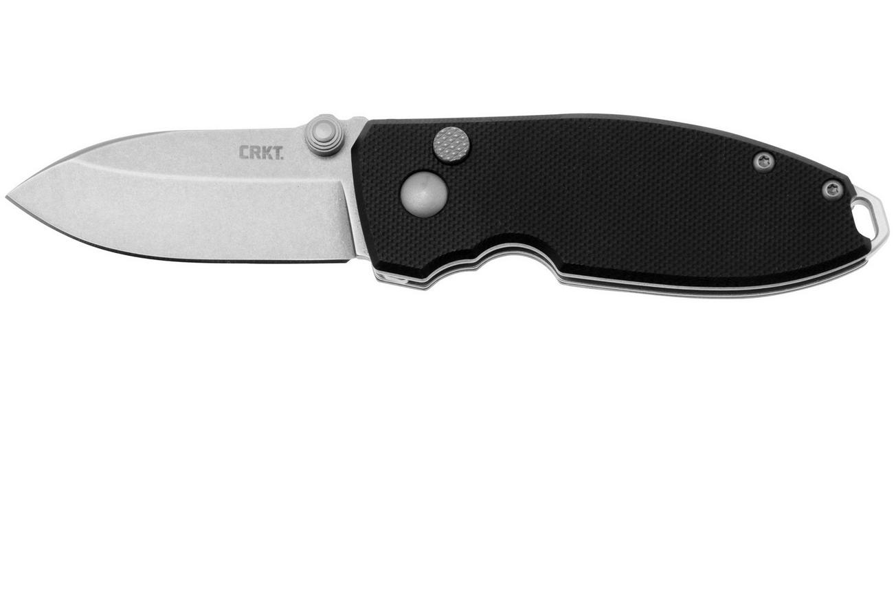 CRKT Squid Button Lock 2474 Stonewashed D2, Black G10, zakmes, Lucas Burnley design