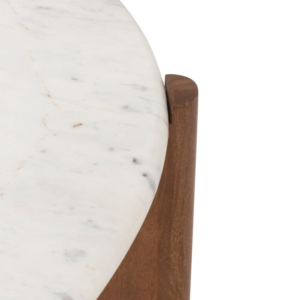 TABLE BASSE NANDA MANGUIER ET MARBRE BLANC D.91.5CM