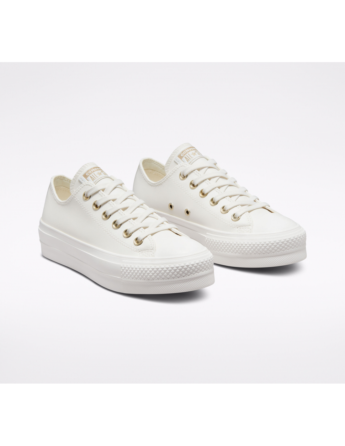 converse sneakers compensées basses femme lift ox simili cuir blanc