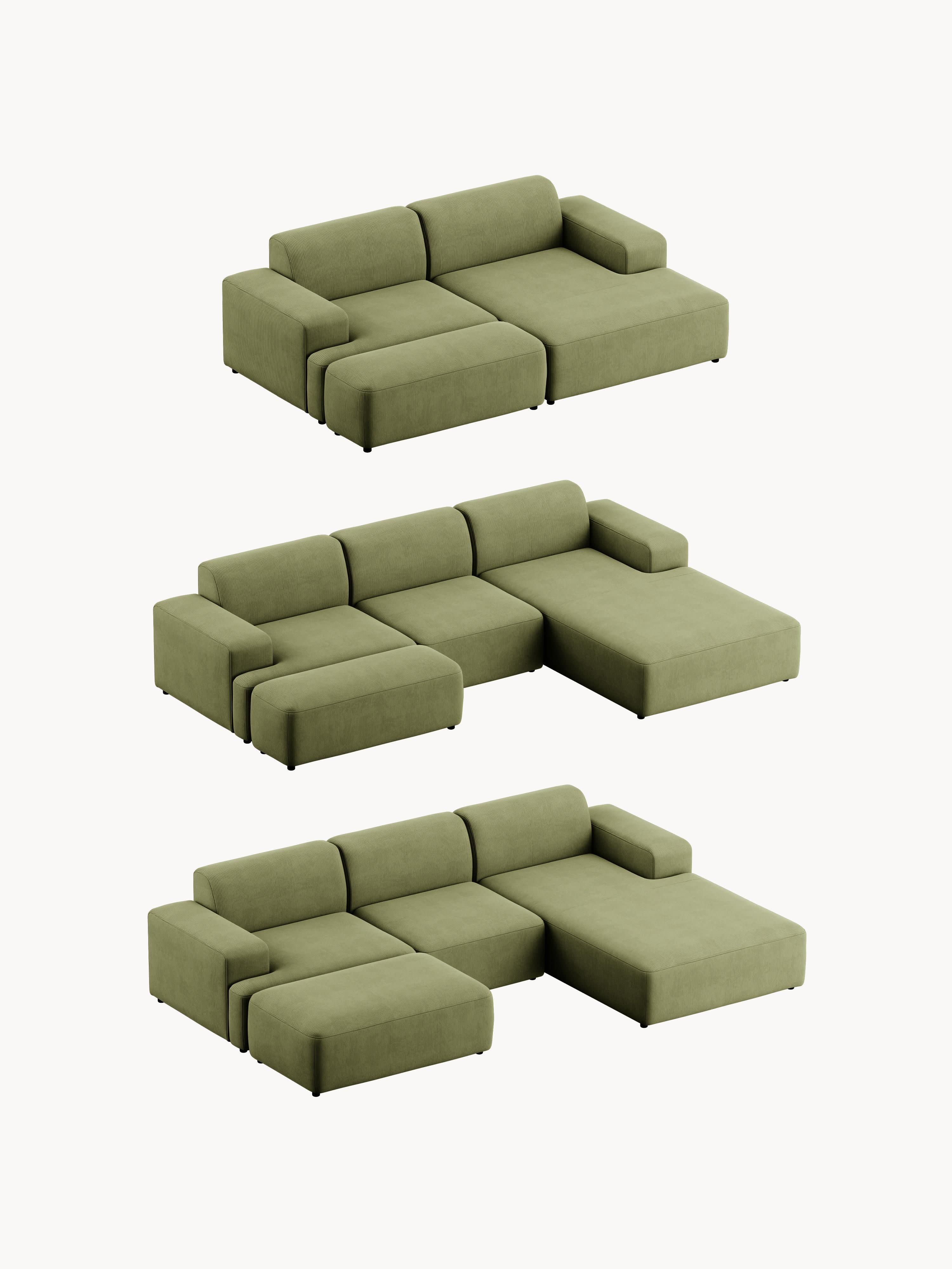 Corduroy hoekbank Melva (3-zits)