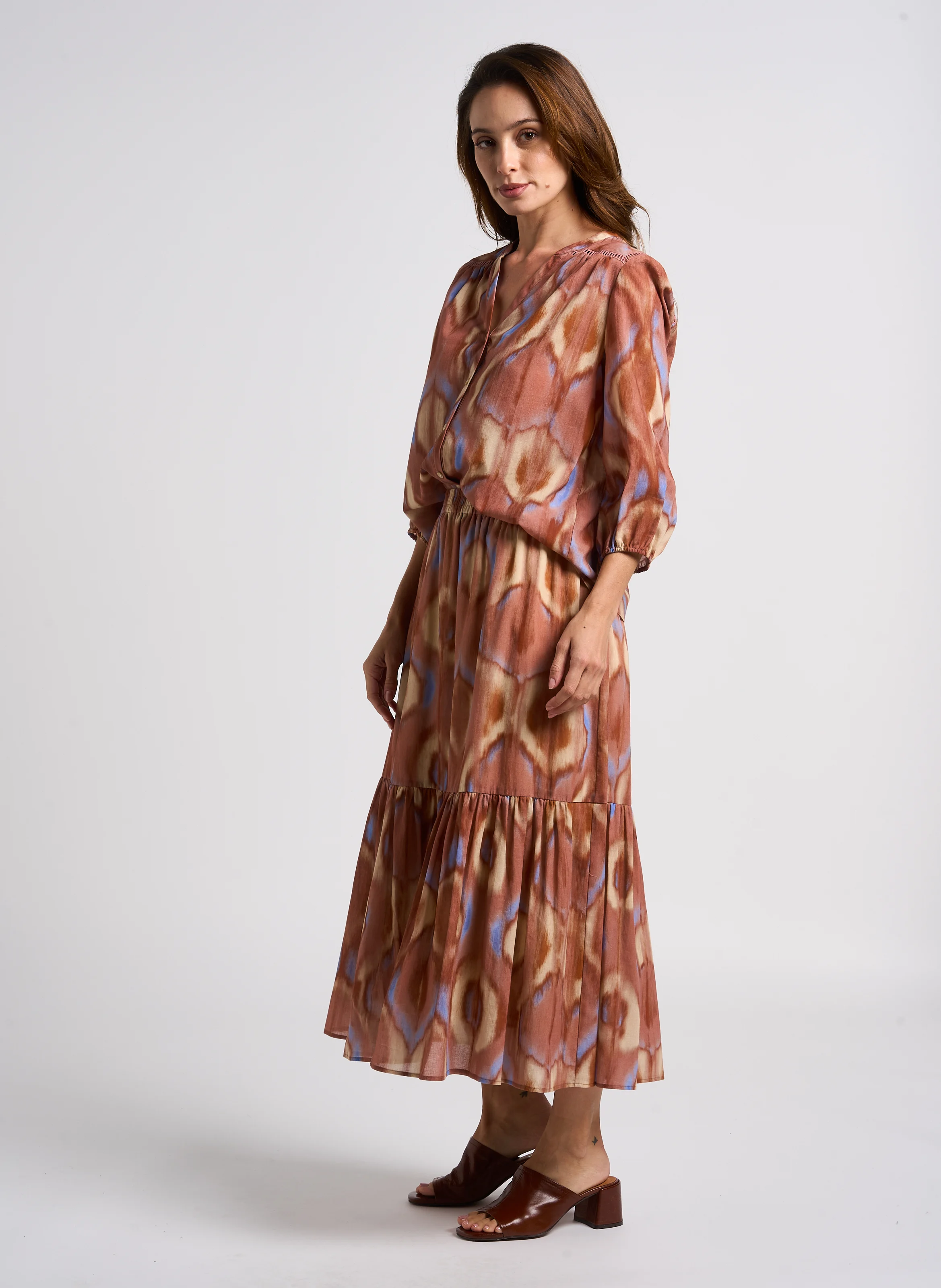 CLARIE - Jupe longue imprimée en coton | Multicolore