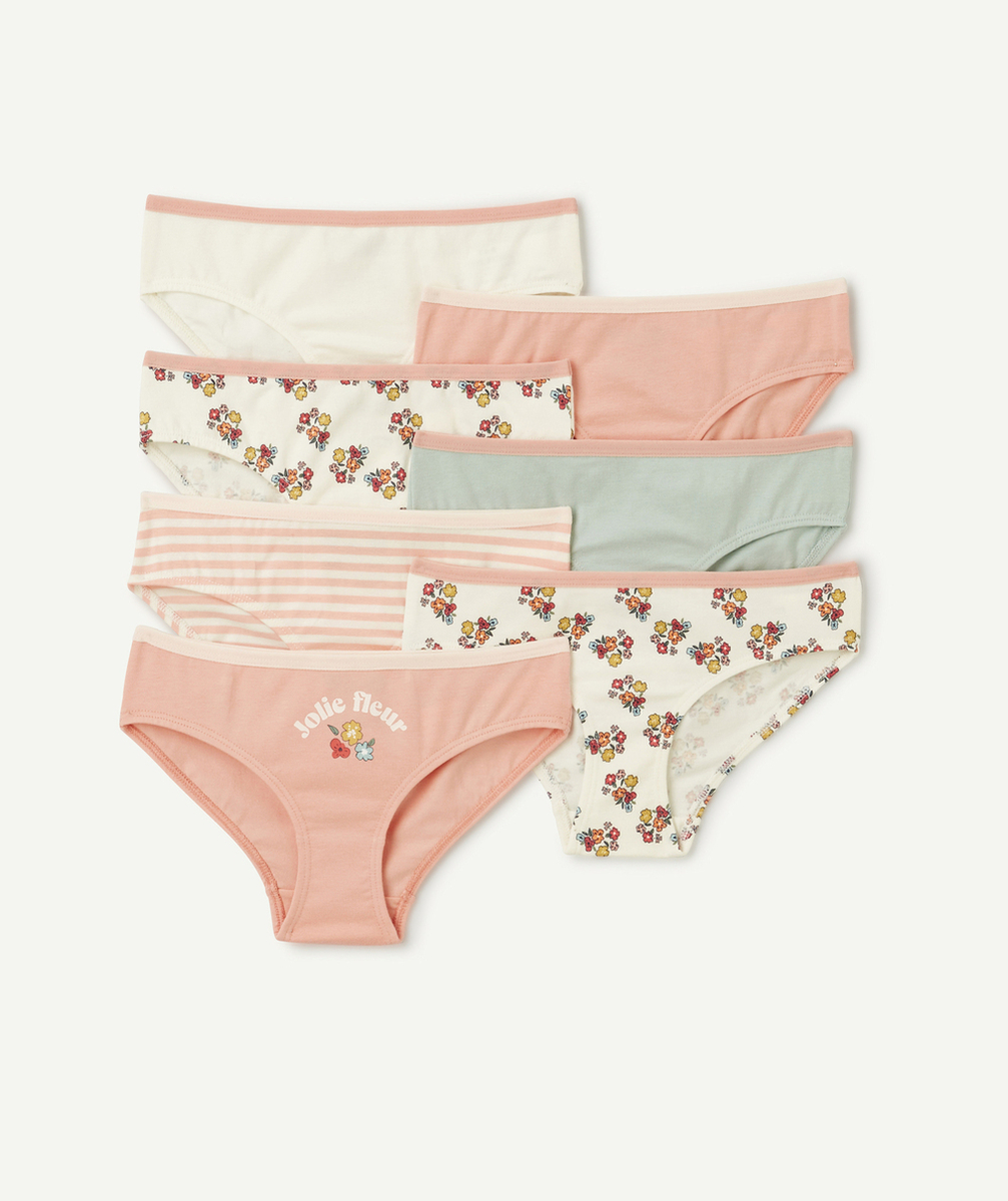 LOT DE 7 CULOTTES FILLE EN COTON BIOLOGIQUE THÈME FLEURS