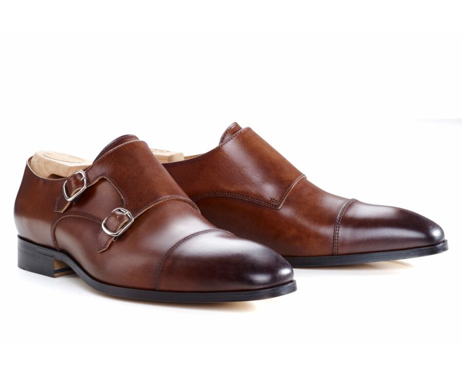 Chaussures homme double boucle Chocolat Patiné - CHEDDINGTON