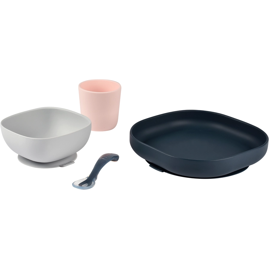 BEABA® Geschirrset aus Silikon - Mineral, 4-teilig