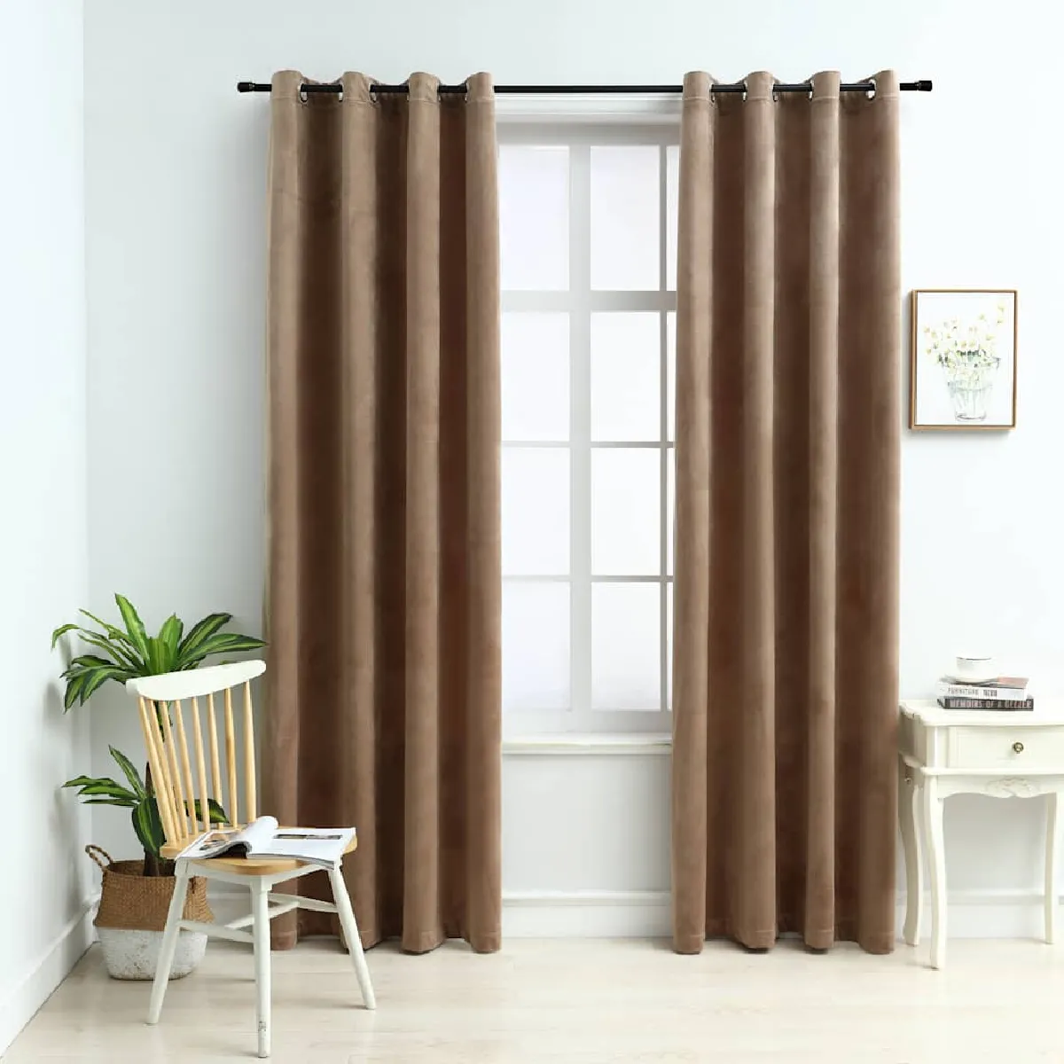 vidaXL Rideaux Velours - Beige