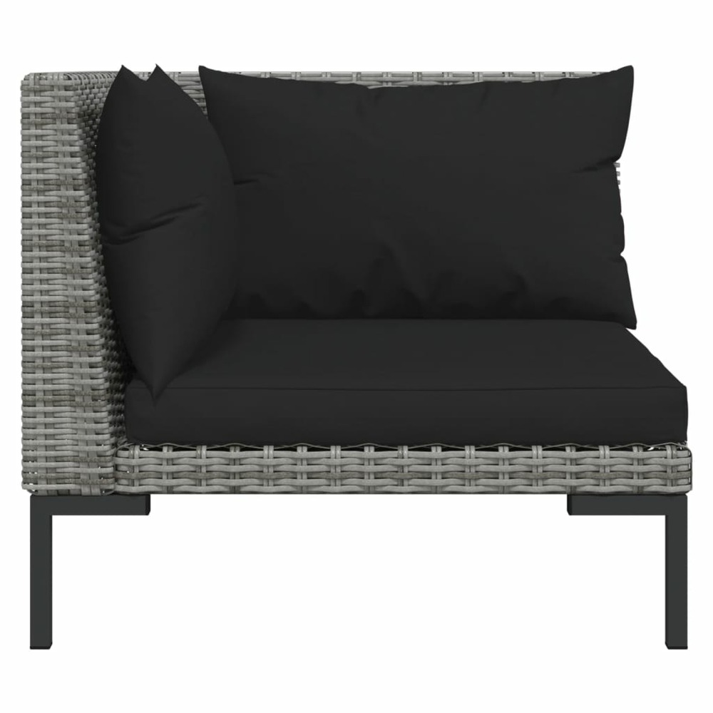 Salon de jardin meuble d'extérieur ensemble de mobilier 6 pièces avec coussins résine tressée gris foncé