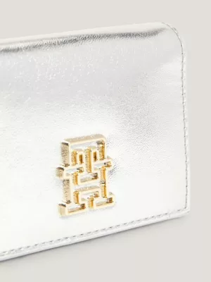 Bolsa sanfonada metálica com alça de corrente