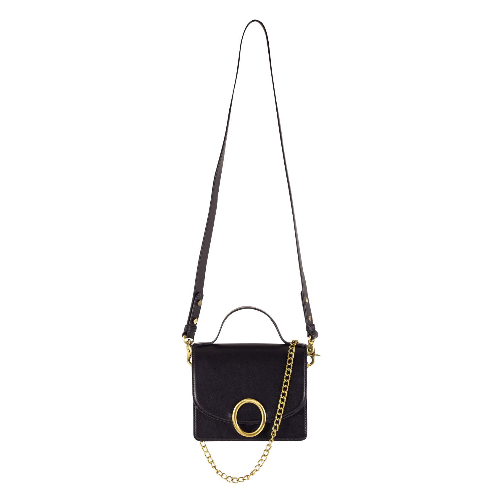 THEAO MIMI - Sac bandoulière à rabat en cuir| Noir