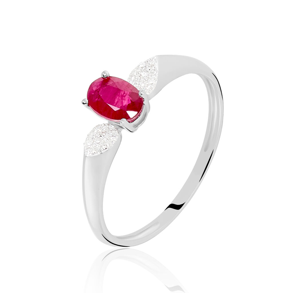 Bague Edgina Or Blanc Rubis Et Diamant